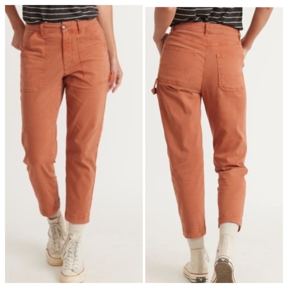 Marine Layer Maya Utility Carpenter Pants Womens 8 Orange Slim Straight Earthy